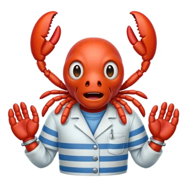 Scared lobster (I’m talking terrified) in jail scrubs sticker