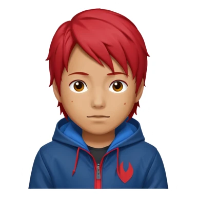 yuiji itadori jjk avec cheveux rouge veste bleu capuche rouge sticker