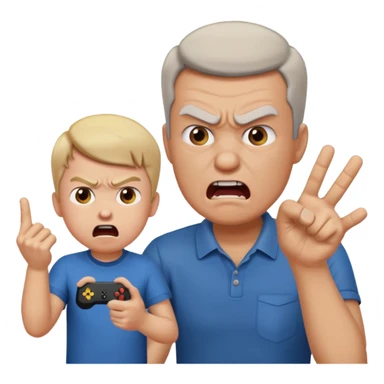 Dad scolding his son for playing video games sticker