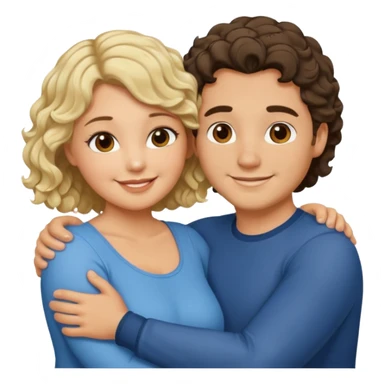 flirty couple hugging. The man short dark brown hair. The woman is chubby and has shoulder-length blond curls sticker