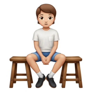 a person sitting on stool straight backside putting hand on legs sticker