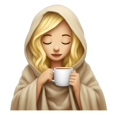 girl inside a blanket sipping coffee eyes closed blonde sticker