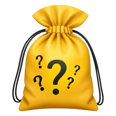 tied bag printed with q&a stuffed with yellow question marks sticker