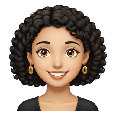 Girl showing happiness, medium skin tone, short curly black hair, gold earrings, brown eyes Minimal emoji showing happiness, medium skin tone, short curly black hair, gold earrings, brown eyes sticker