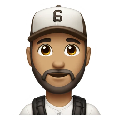 Chibi male, baseball cap brown eyes, brown beard sticker