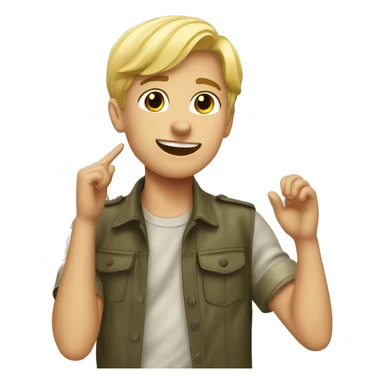 blonde boy outdoors portrait saluting sticker