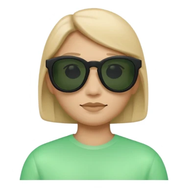 Clean 3D memoji emoji, smooth Apple emoji style, black sunglasses, calm expression, Matrix movie aesthetic, faint green code glow, minimalist, dark cinematic background, high resolution. sticker