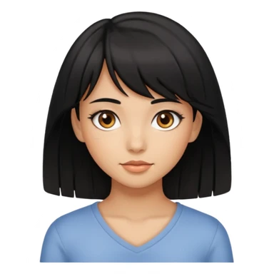 beautiful black-haired girl with side-swept bangs, tan skin, and hazel eyes sticker