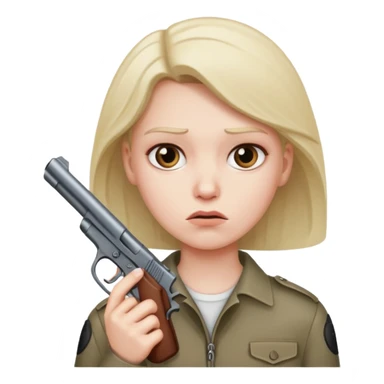 A person with a gun that looks wooried sticker