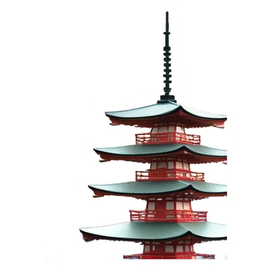 japanese pagoda with mount fuji in the backgro sticker