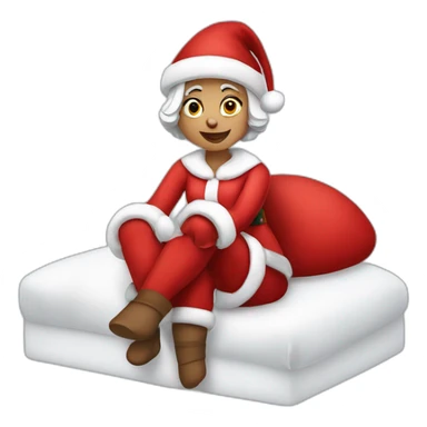 mrs santa claus sitting on bed sticker