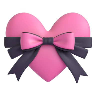 pink heart with a black bow knot sticker