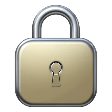 Chrome silver lock emoji, iOS emoji style, smooth metallic surface, rounded edges, reflective highlights, minimalistic sticker