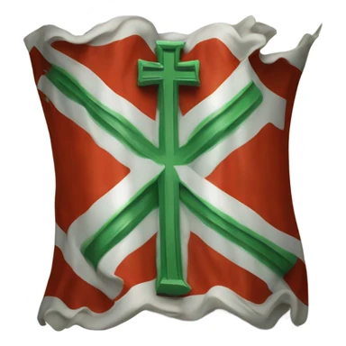 a red wavy rectangle with a white saint georges cross. a green saltire. sticker