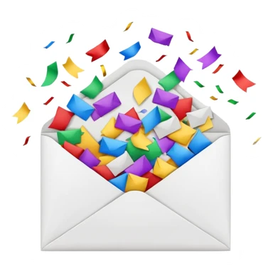 white envelope with confetti sticker