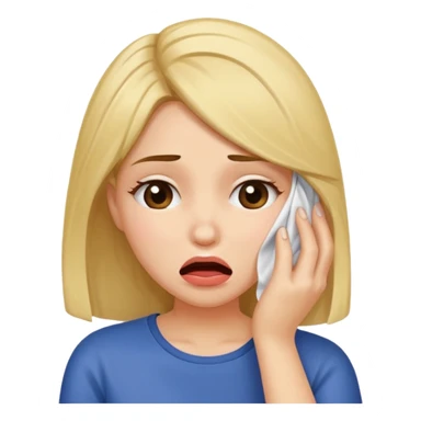 Shy and embarrassed wiping hair out of face biting lip sticker