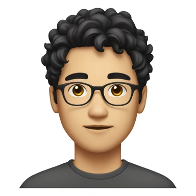 make a young man with glasses kinda nerd and had short and kinda curly black hair asian face sticker