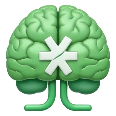 green brain with health logo plus on it sticker