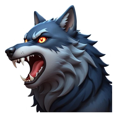 cinematic-noble-fierce-werewolf-howling-portrait-emoji, poised-and-imposing, with a fierce wolfish face tilted upwards in a haunting howl, glowing eyes full of primal ferocity, sharp, and a rugged snout, fur rippling in shades of midnight black and silver, muscles tensed as the powerful howl echoes beneath the moonlit sky; rendered with realism, capturing the raw, untamed power of the beast in its wild, primal state sticker