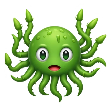 green germs emoji with many limbs sticker