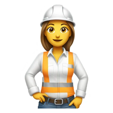 construction worker woman white clother with a pencil sticker