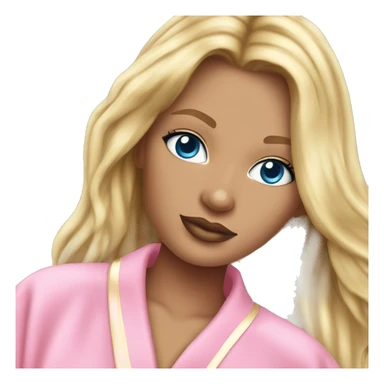 pink victoria secret robe on blonde girl blue eyes  sticker