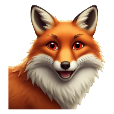 deep lush red fox face with tiny red heart instead of eyes sticker