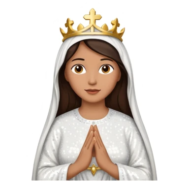 Mary, mother of Jesus from The Bible with dark brown hair, white sequin outfit sticker