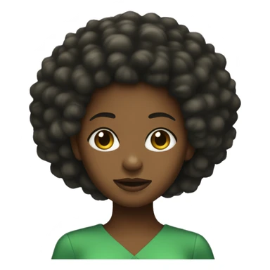 Create a black girl with afro in a green dress like she was a girl from the early’s 2000 sticker