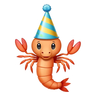 Shrimp wearing a party hat sticker