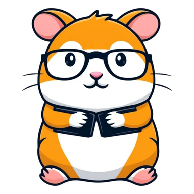 hamster dressed as a philosopher, with glasses and a thoughtful pose sticker