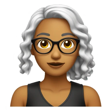 Chica con cabello rizado color negro, piel clara y que use lentes y sus ojos sean color negro también   sticker