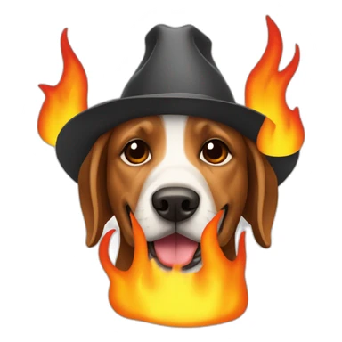dog-with-hat-surrounded-by-flames sticker
