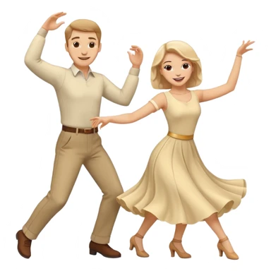 White Man and white woman dancing white sticker