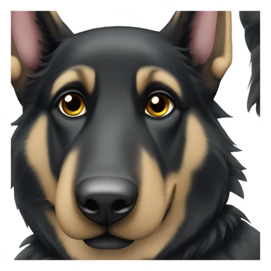 Black German shepherd dog with white paws, floppy ears sticker