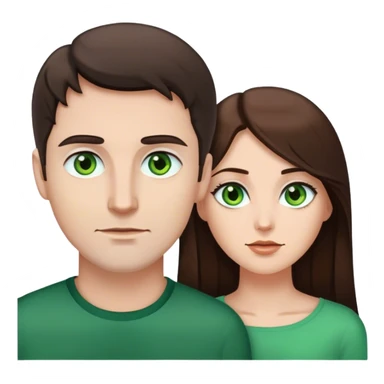 White man brown eyes and 50's short dark BROWN hair and white woman with long brown hair and green eyes sticker
