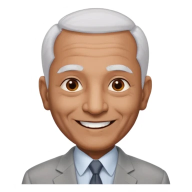 70 yr old indian man, almost bald, some white hair, light grey business suit, big smile, dark brown skin, no moustache, dark brown eyes
 sticker