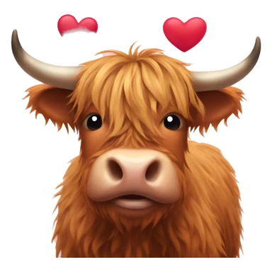 highland cow with hearts sticker