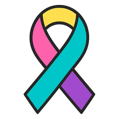 colorful ribbon in lineal color icon style with black outlines sticker
