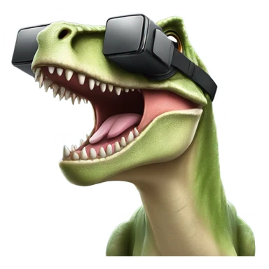 dino wearing vr headset and smile sticker