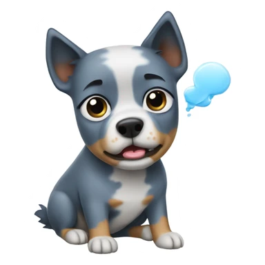 Blue heeler with a fart cloud sticker