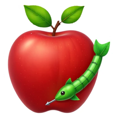 arrow in apple with worm sticker