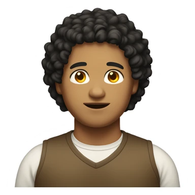 Brownish-yellow skin, overweight, young man, black curly hair. sticker