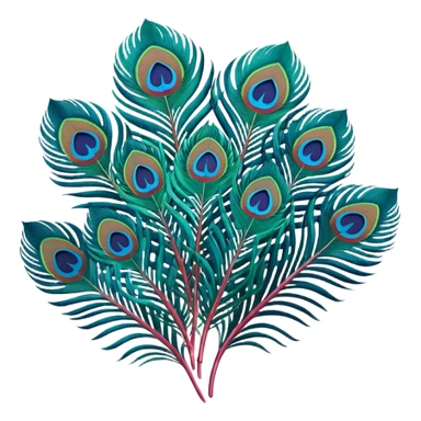 Futuristic, bold, colorful, highly detailed, isolated 3D render, handful of incredibly stunning, Peacock Begonia feathers, flat layout sticker