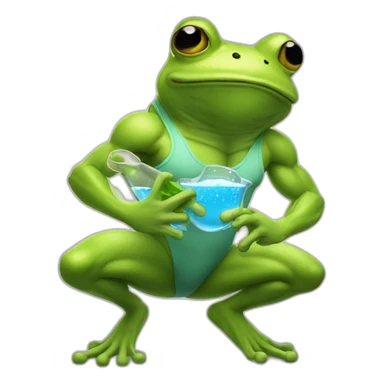 Very Muscular fitness frog doing chemistry sticker