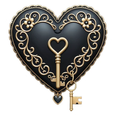 goth heart with a black lace heart key sticker
