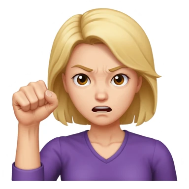 Mad woman showing her fist towards me  sticker