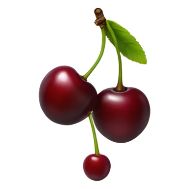 two burgundy cherries on black stem sticker