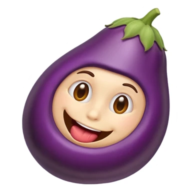Emoji eating an Eggplant sticker