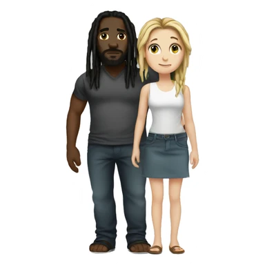 Short white girl standing with tall black dude with dreads sticker